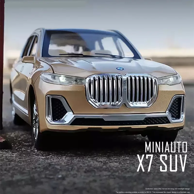 

1:24 BMWs X7 SUV Alloy Car Model Die-casting Metal High Simulation Acousto-optic Children's Toy Car Collection Ornament Gift