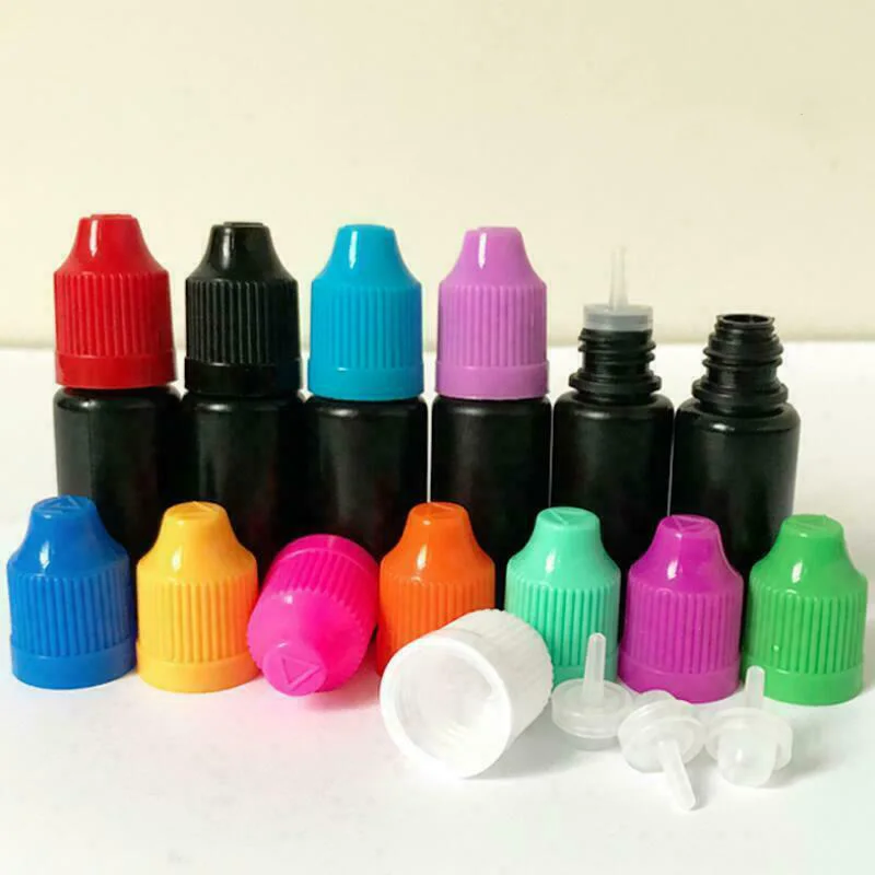 

100pcs/pack 10ml 30ml Black Plastic PE Dropper Bottles Luquid Vape Bottle Eyes Drop Refillable Squeezable Empty Bottle Colorful