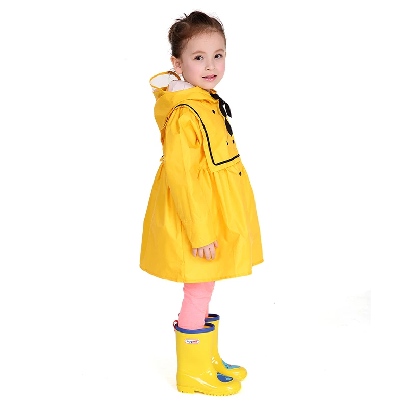 Желтый Водонепроницаемый дождевик для девочек длинное пончо пальто
