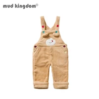 mudkingdom baby boys girls overalls cute pattern winter fleece thicken kids pants for toddler pocket loose children clothing
