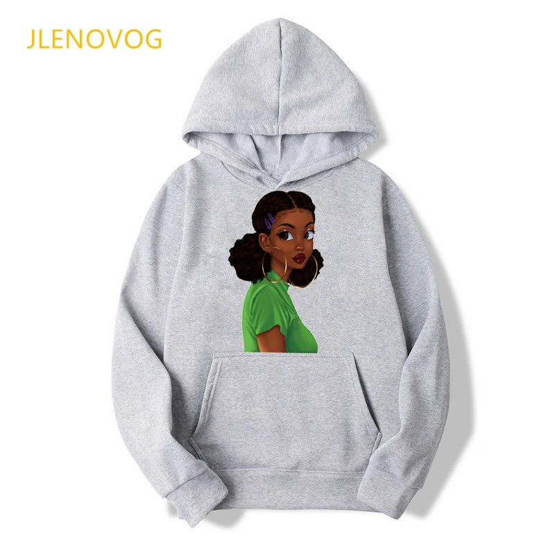 Новые афроамериканские черные толстовки с волшебным принтом для девочек серые