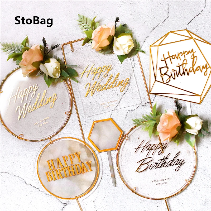 

StoBag 10 шт с днем рождения Вставить торт плагин/карта Fllower Lron Baby душ товары для украшения торта инструмент для выпечки Рождество