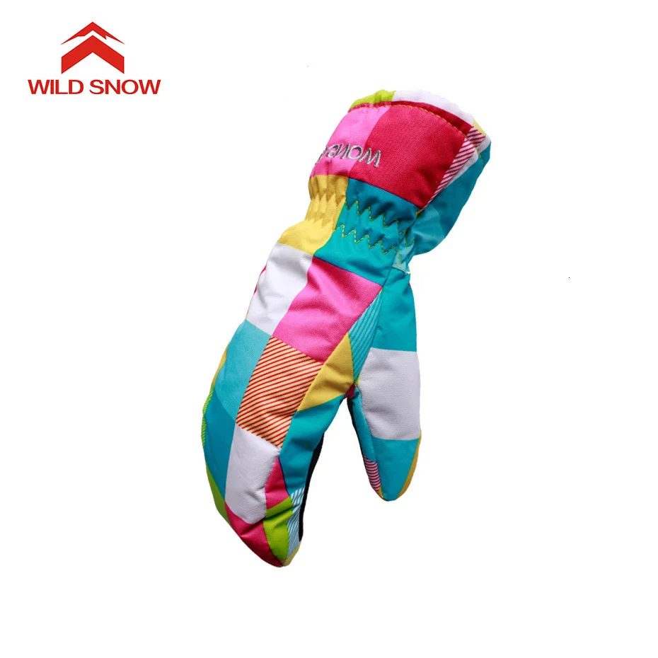 Детские лыжные перчатки бренда Wild Snow ветрозащитные водонепроницаемые теплые
