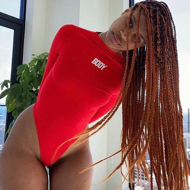 New Fashion Women Ladies Autumn Sexy Club Casual Slim Jumpsuit Solid Color Long-sleeved Tight Bottoming Bodysuit Red |