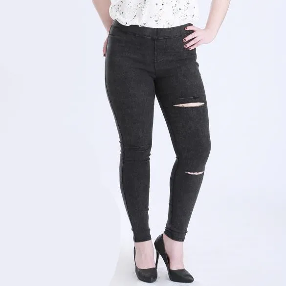 Модные женские туфли брюки 2020 зимние Для женщин отверстие Рваные джинсы Высокая