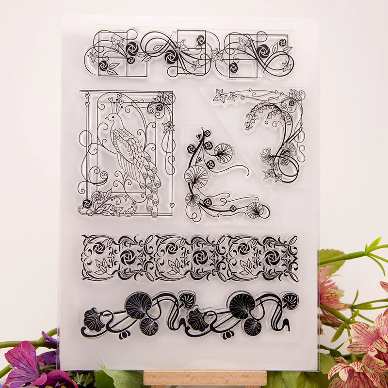 

NEW Handbook Stamp Vine Window Grilles Lace Flower Decor Flying Birds White Dove Clear Soft Stencil Scrapbooking Paper DIY Card