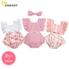 Ma  ребенка в возрасте 3 шт.упак. новорожденных младенческой детские комбинезоны для маленьких девочек; Милый комбинезон с оборками и рисунком пончика Цветочный принт спортивный костюм 3 предмета в комплекте, от 0 до 24 месяцев DD43