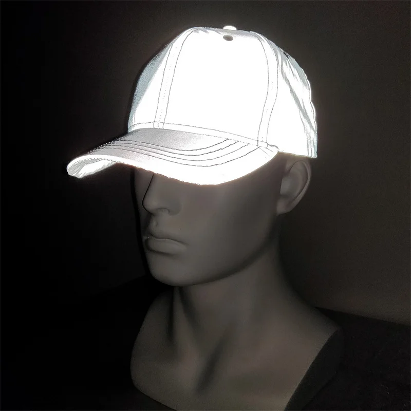 

Ousefu Laser White Reflective Visors Caps Outdoor Baseball Running Sports Sun Hats Men Women Luminous Hip Hop Nightclub Chapeaus