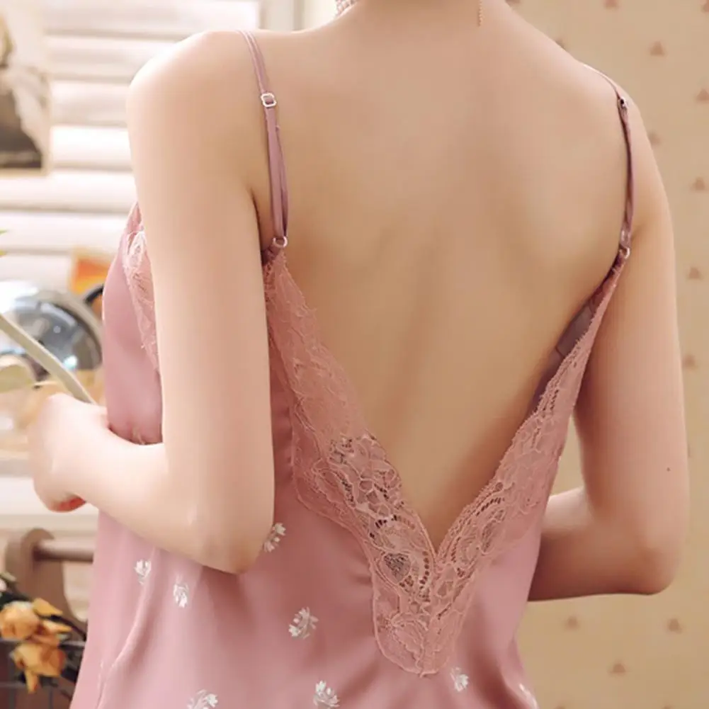 

Pajamas Chest Pad Sling Women Thin Attractive Shoulder Strap Nightdress for Christmas Party
