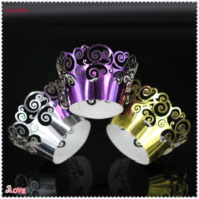 100Pcs/форма для кекса кружевная Лазерная резка кексов вкладыш выпечки чашки полые