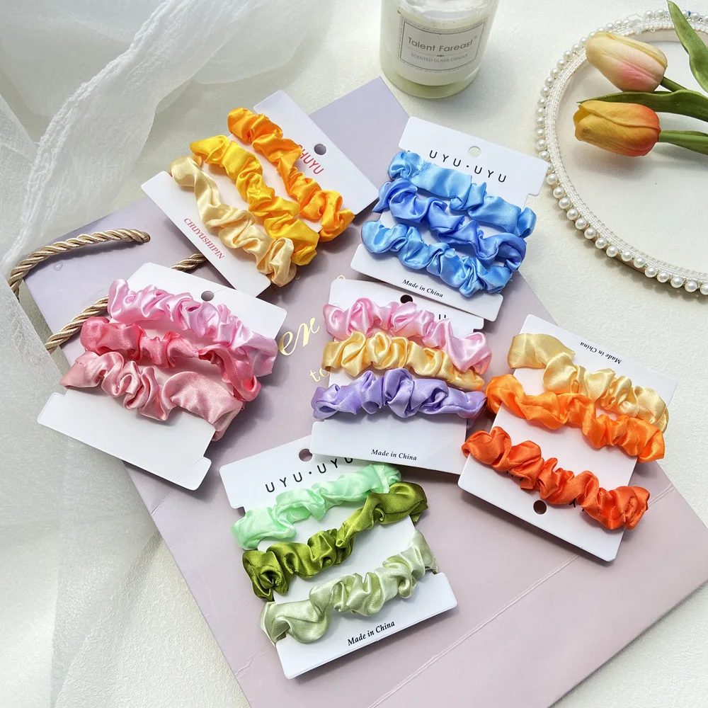 

3Pcs/Set Candy Colors Scrunchies Girl's Ponytail Holder Rubber Band Elastic Hair Bands for Women Hair Tie Rope Hair Accessories