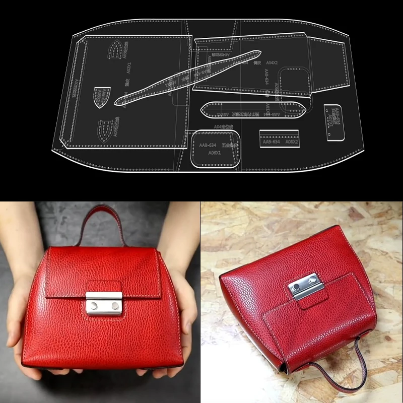 Juego de Herramientas de artesan&iacute;a de cuero, patr&oacute;n de costura acr&iacute;lico para bolso, bricolaje, tama&ntilde;o 20x12x8cm, 1 Juego-0