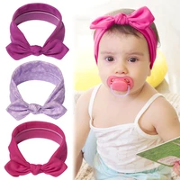 3pcs bebes headband set purple rose bunny rabbit ear bow knot turban newborn little girl hairband cotton headwrap for baby child