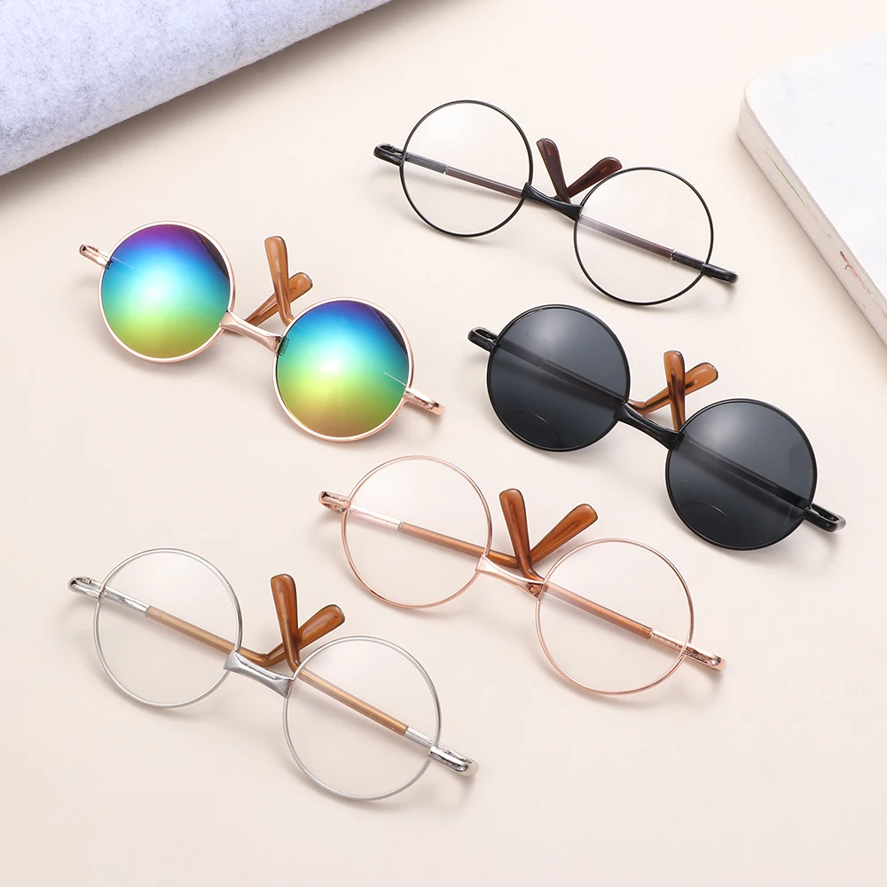 

Doll Accessories Round Eyeglasses Glasses Sunglasses American Girl Toy Photo Props Pet Dog Cat Sunglasses for 1/6 dolls