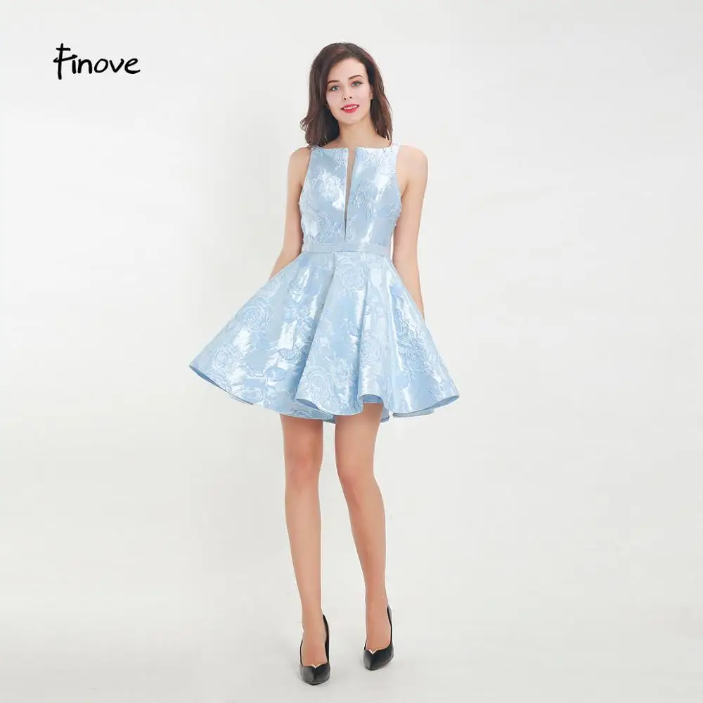 Женское Короткое атласное платье Finove Элегантное синее бальное трапециевидной