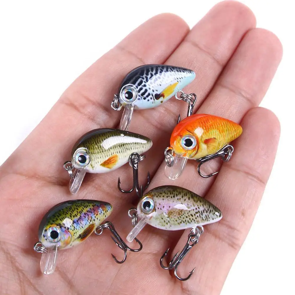 

5PCS/Set 2.7cm Mini Crankbait Fishing Lures Artificial Fish Bait Baits Carp Hard Wobblers 1.5g Swimbait Set Lure U6H9