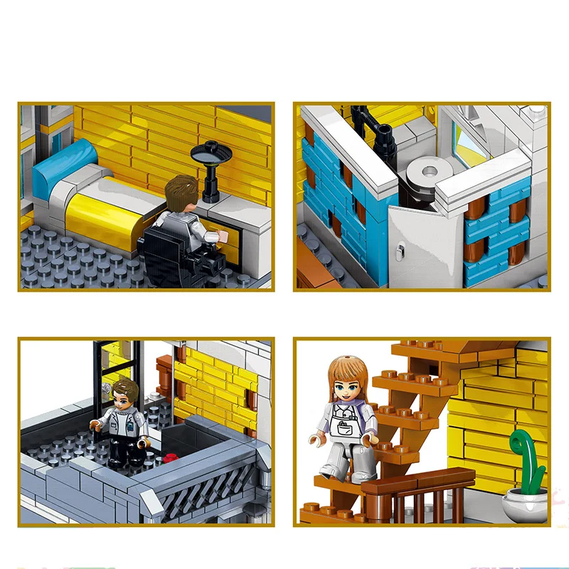 

1278 Pcs Bricks Summer Cafe Set Creator Expert Architecture Model Building Blocks Boy Birthday Gifts Kids Toys For Children