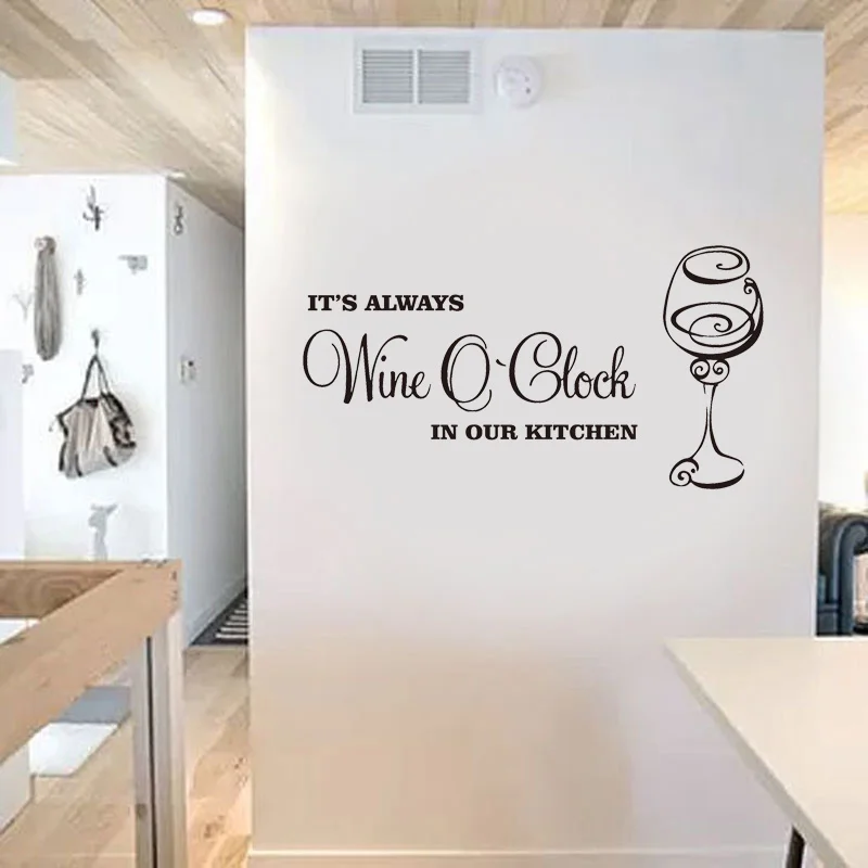 Виниловые обои E521 с надписью It's Always Wine O Clock | Дом и сад