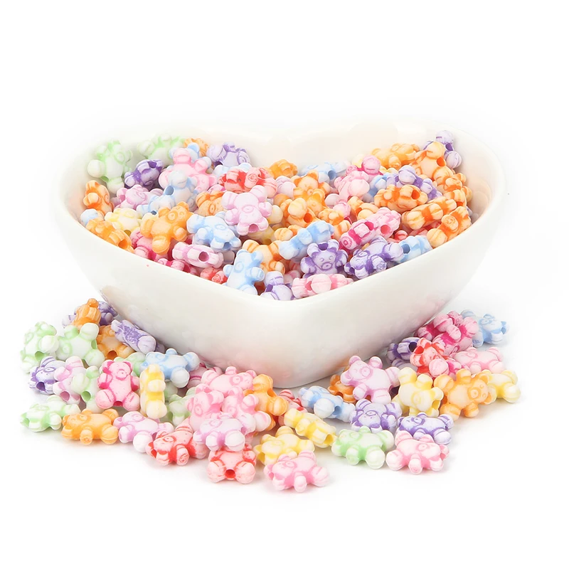 100 шт Смешанные медведь акриловые бусины 10x8 мм с ювелирными изделиями маркировка