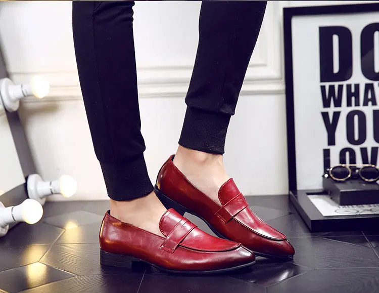 Мужские деловые туфли заостренный носок модные кожаные оксфорды плоская подошва