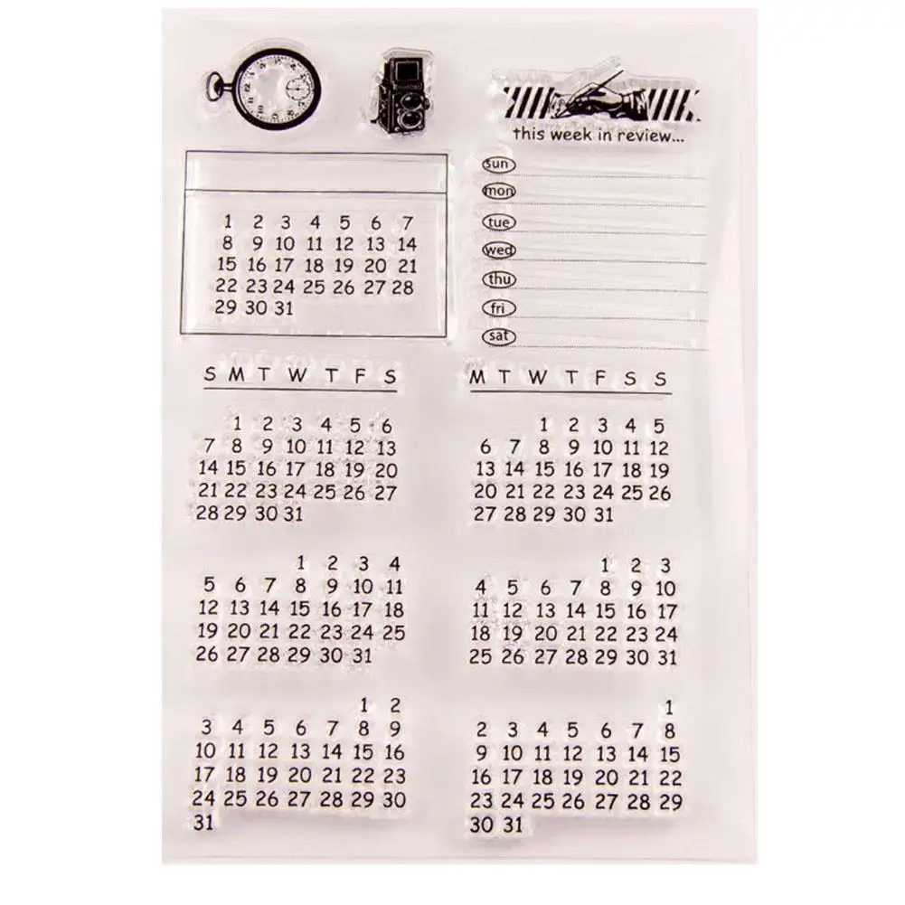 10x15cm 3D Perpetual Calendar Transparent Sticker For Kids DIY Diary Stationery Notebook Decorative T9011 | Канцтовары для офиса и