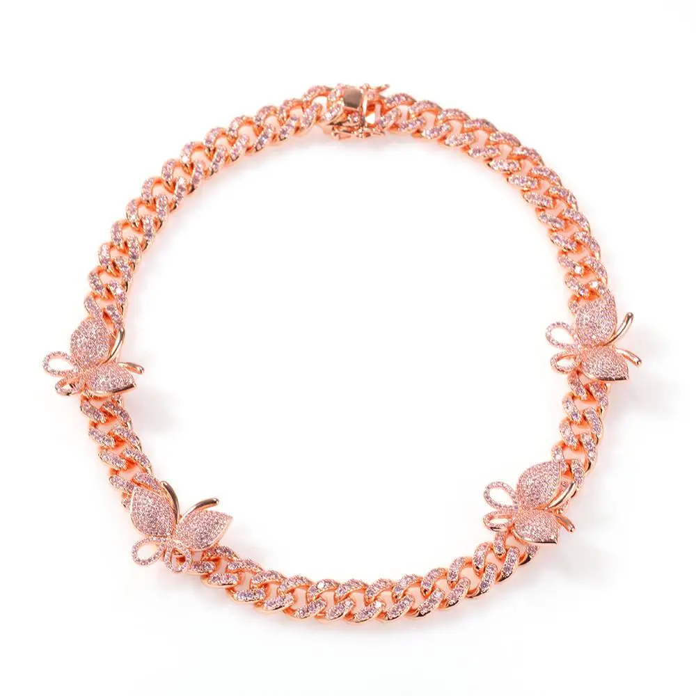 Ожерелье из кубинской розовой бабочки с фианитами 12 мм|Ожерелья подвеской| |