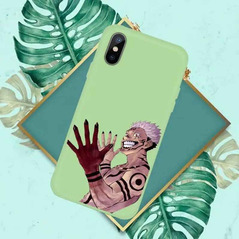 

Jujutsu Kaisen Anime Yuji Itadori Phone Case Candy Color for iPhone 11 12 pro XS MAX 8 7 6 6S Plus X SE 2020 XR