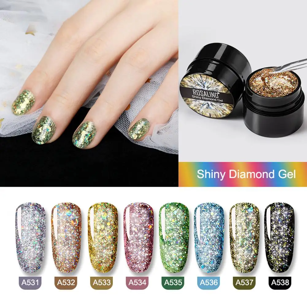 

5ml Shiny Diamond Gel Nail Polish Bright For Glitter Painting Nail Art Design Poly UV Top Base Primer For Manicure Gel Nail Art