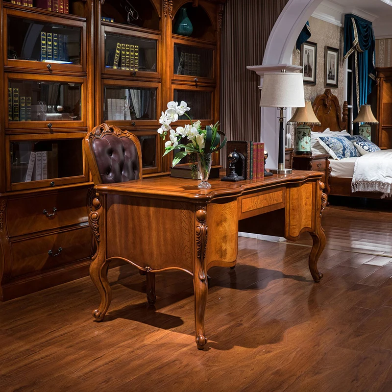 Набор роскошной мебели для кабинета стол стул и деревянный книжный шкаф WA699| |