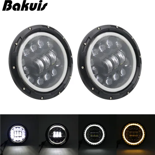 Black 2X7 дюймов круглый светодиодный прожектор для Jeep Wrangler JK TJ LJ lada niva 4x4 suzuki samurai Hummer H1 H2 - Цвет: Black