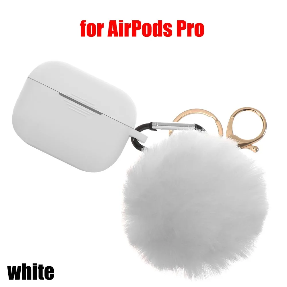 Модный защитный чехол для Air Pods 1/2, чехол для наушников, силиконовый чехол с защитой от падения, милый меховой шарик, брелок для Airpods/Airpods Pro - Цвет: W for AirPods Pro