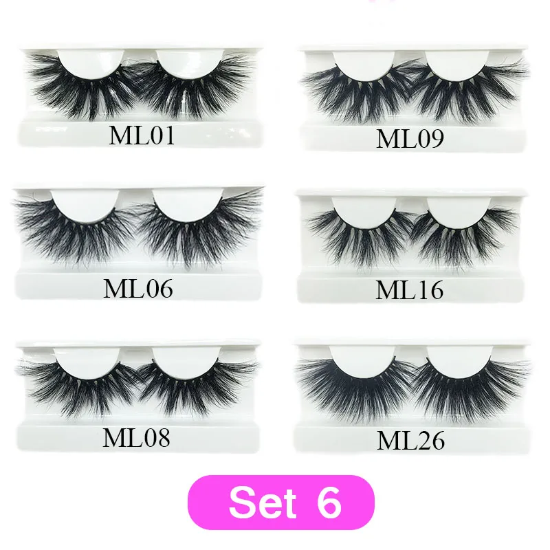 Set6 30 pairs Mink Eyelashes Bulk 25mm Dramatic Long 3D Mink Lashes Moonlass Makeup Luxury 25mm Lashes Wholesale False Eyelash - Цвет: Set6