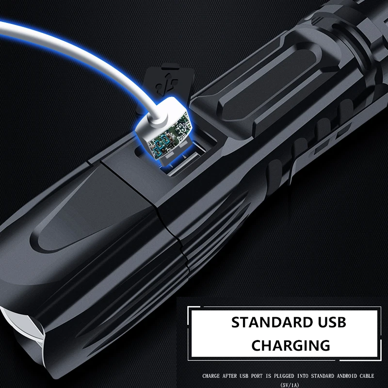 ZK20 Dropshipping XHP90 светодиодный фонарик телескопический зум USB зарядка тактические 26650