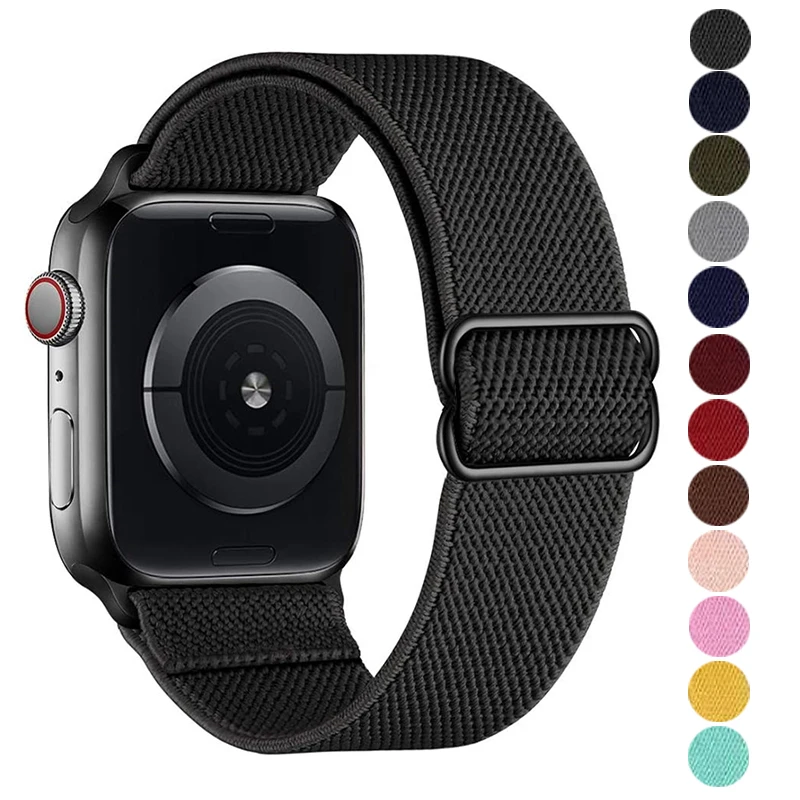 

Ремешок нейлоновый спортивный для Apple Watch Band, эластичный Воздухопроницаемый браслет для iWatch Series 7 6 5 4 3 se, 41 мм 45 мм 44 мм 40 мм 38/42 мм