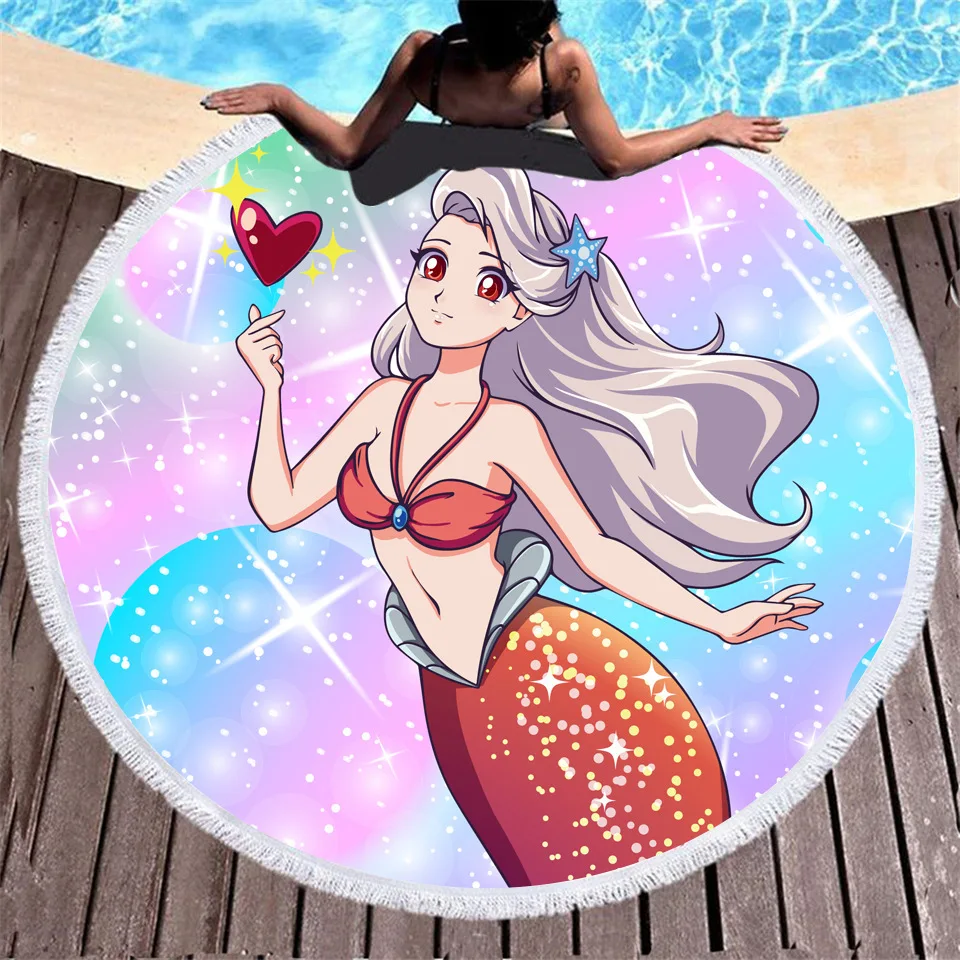 3d Русалка цифровая печать пляжные Полотенца 150 см внешняя часть изготовлена из