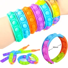 Decompression Bracelet Press Bubble Fidget Toys Rainbow Color Wristband Antistress Sensory Toys For Children Push Pops Figet Toy
