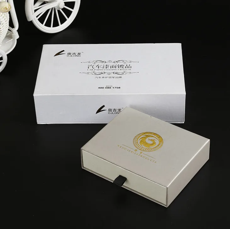 Роскошный уникальный черный ящик индивидуальный логотип из серебряной фольги