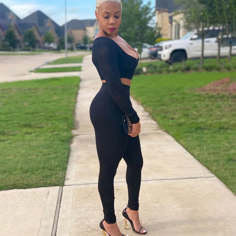 BOOFEENAA спортивный комплект из двух предметов для женщин сексуальные костюмы 2