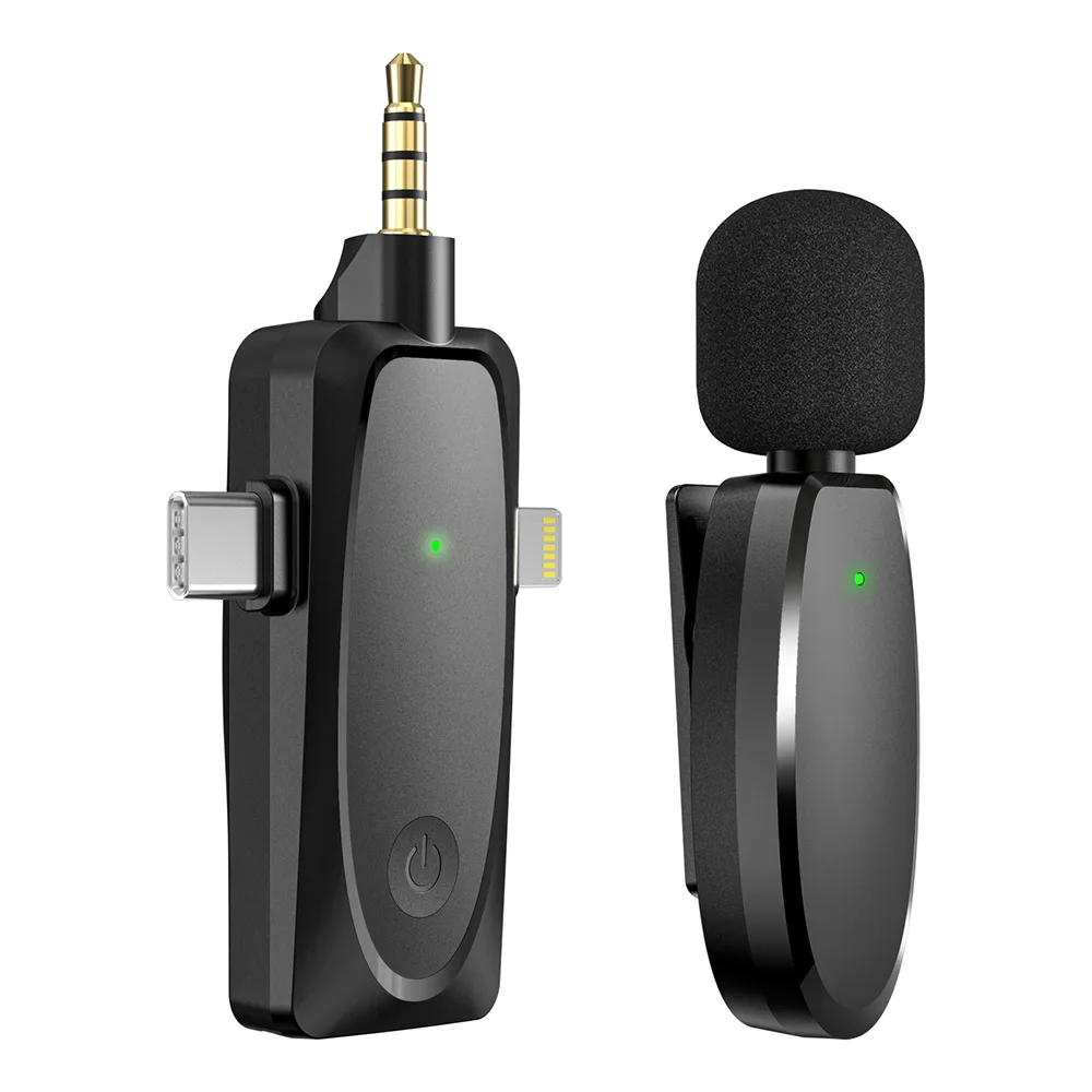 

3 in 1 Wireless Lavalier Microphone Mini Plug-Play Clip-on Lapel Mic for Android iPhone for Faceboo Live/Vlog/YouTube/TikTok