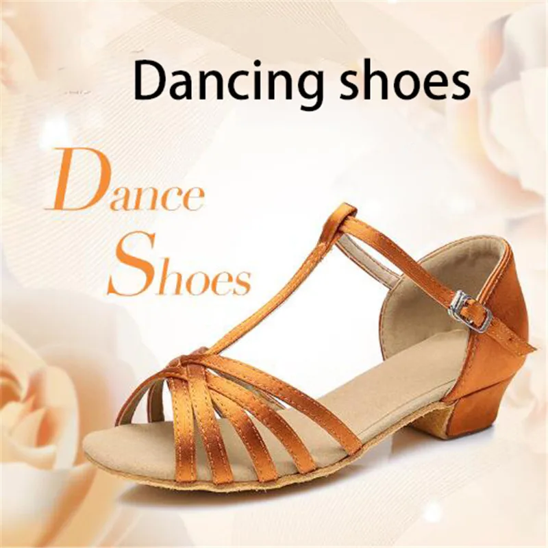 Children/Women Professional Latin Dance Shoes Woman/Kids Tango Salsa ballroom Dancing Ladies Square Low Heel Sandals 24-41 | Спорт и