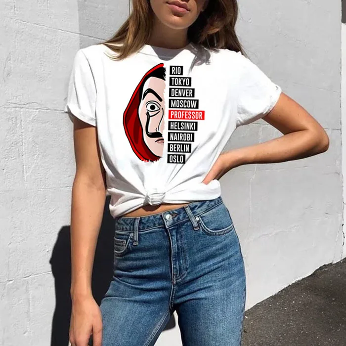 

Maycaur The House of Paper T Shirt New Money Heist Women La Casa De Papel Tshirt Summer T-shirt 2020 T-shirt Paper house Series