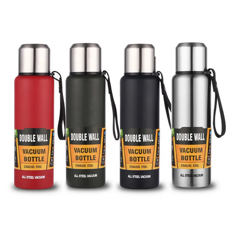 

Stainless Thermos Bottle Business Large Capacity Vacuum Flask Insulated Tumbler Rope Bottle Convenient Outdoor Sports Water Mugs