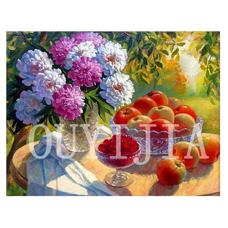 OUYIJIA5d DIY Алмазная картина ваза фрукты полный квадратный круглый горный хрусталь