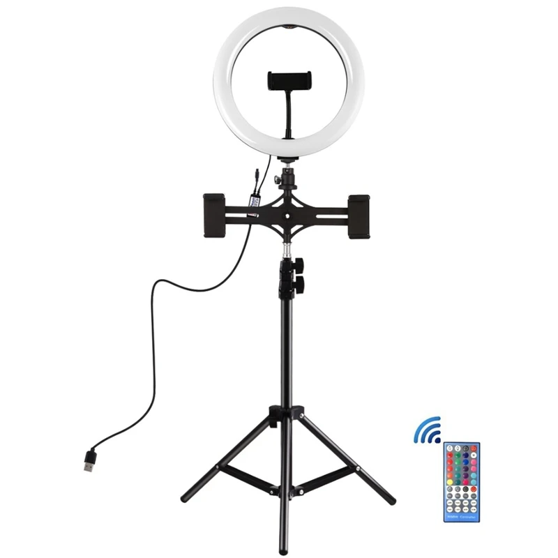 PULUZ PKT3052B 10 2 дюйма RGBW светодиодный светильник с регулируемой яркостью и двойной