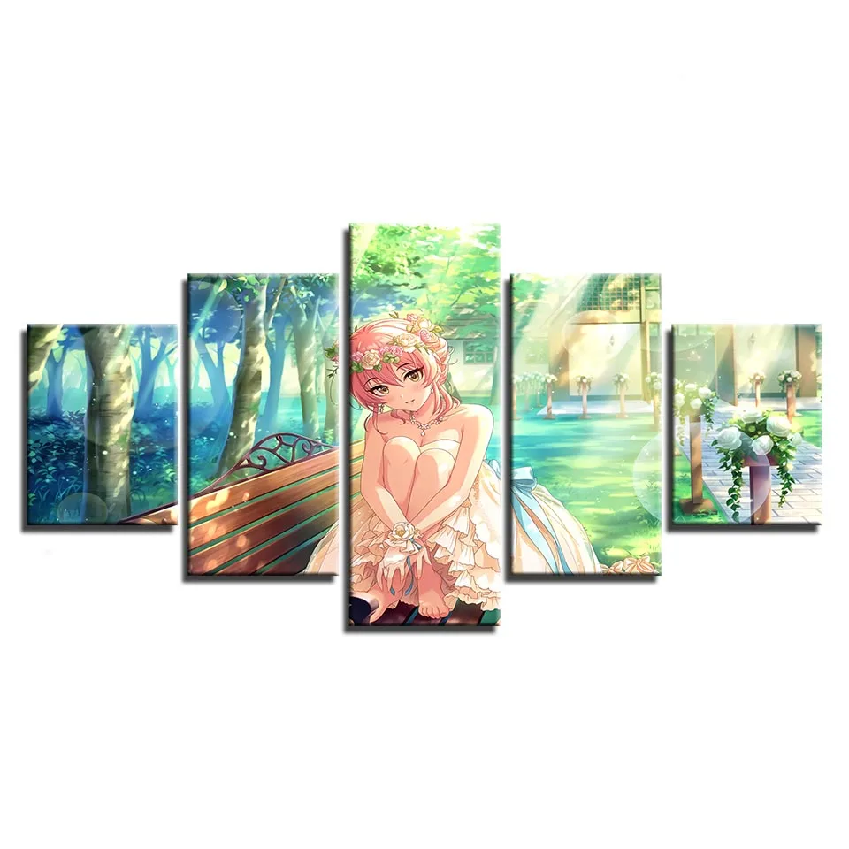 

Canvas Pictures Wall Art Hd Home Decor Modular 5 Pieces Cinderella Girl Starlight Stage Painting Printed Poster For Living Room