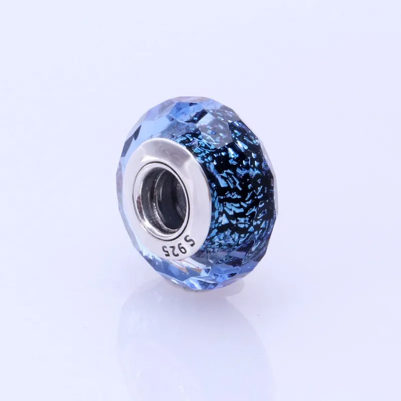 

Original 925 Sterling Silver Bead Creative Blue Cut Glass Beads Fit Pandora Women Bracelet & Necklace Diy Jewelry