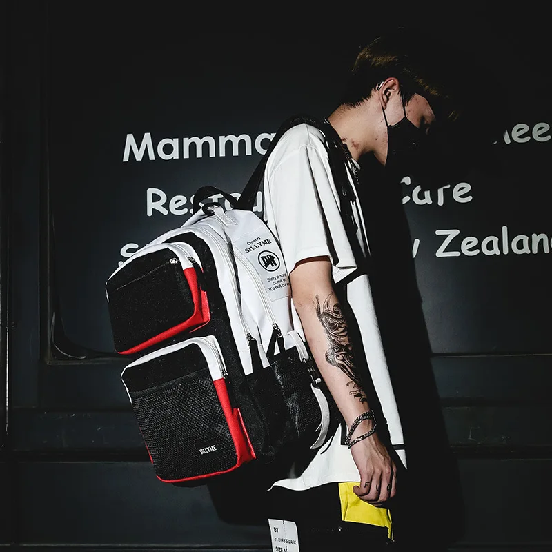 

Large Capacity Bag Female High School Students Fashion Backpack Chic Harajuku Korean Travel Backpack Male