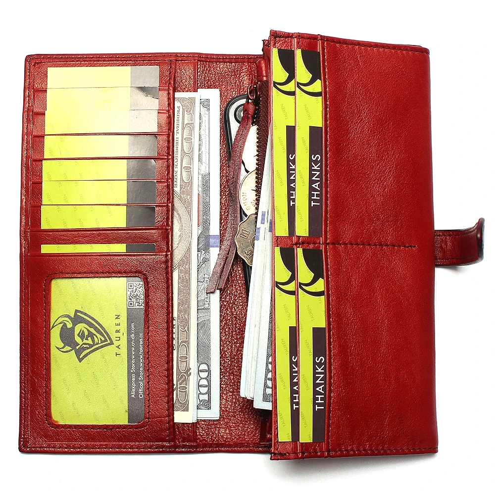 Винтажный Мужской Длинный кошелек из 100% натуральной воловьей кожи с рчид