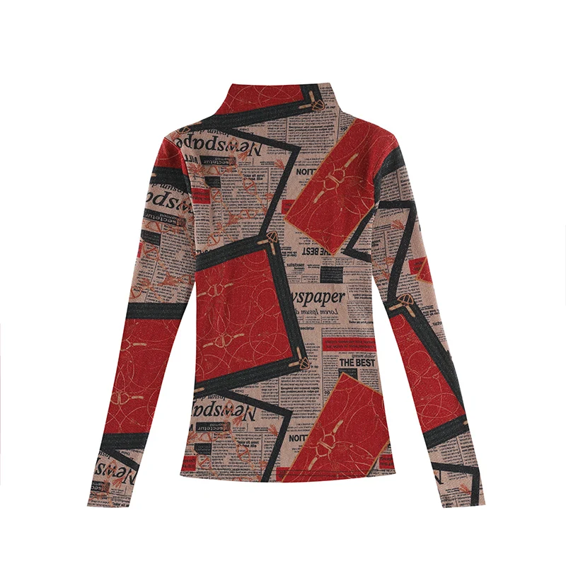 

Vintage Print Lace Blouse Women Shirts Long Sleeve Turtleneck Korean Women Blouses Plus Size Women Tops Casual Camisas Mujer