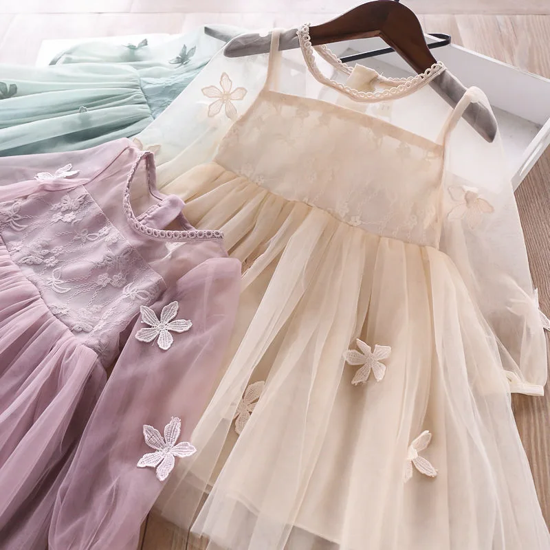 Весенне-летнее платье принцессы для девочек детские платья из тюля с объемными
